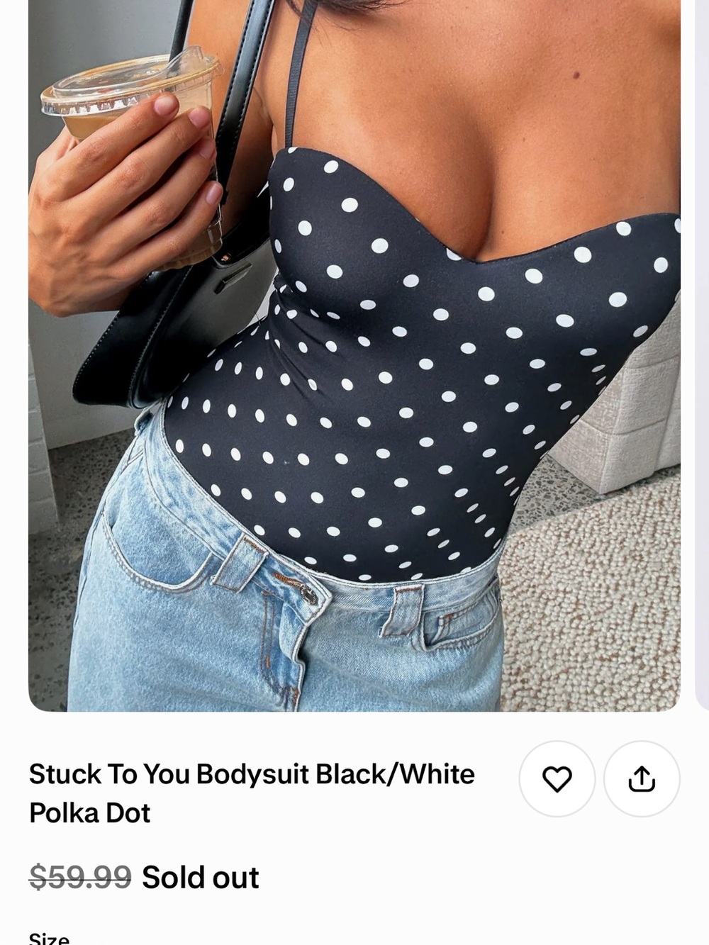 White Fox Boutique Black & White Polka Dot Bustier Bodysuit